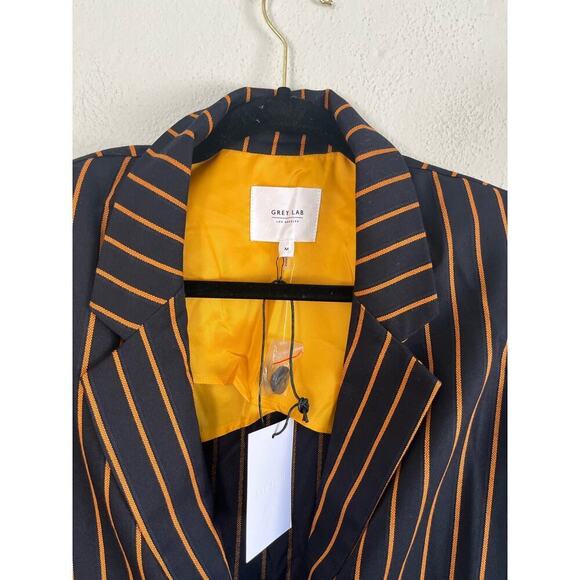 Anthropologie Grey Lab Woman Black / Orange Striped Oversized Blazer, Si… - Picture 7 of 11